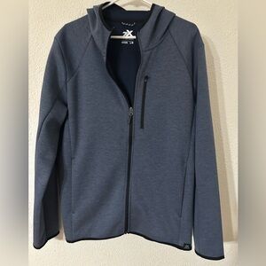 Zeroxposur Jacket Men Heathered Blue Zip Front Hooded Three Front Pockets Size L